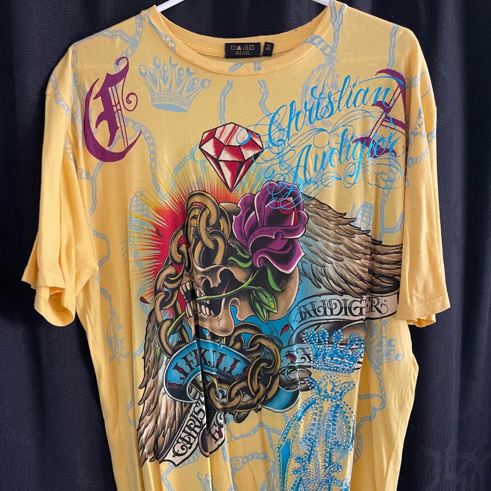 Christian Audigier Shirt w/ Rhinestones